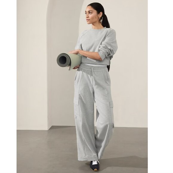 ATHLETA Retroterry High Rise Wide Leg Cargo Pant Gray Grey Size XL NWT - Picture 4 of 7